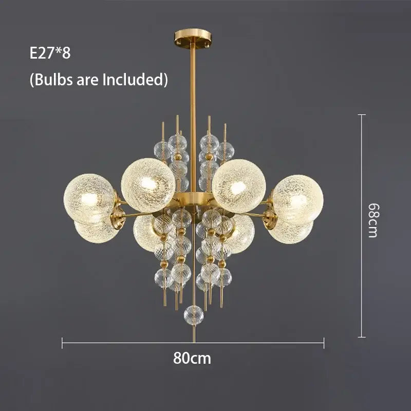 Modern gold pendant light with frosted glass ball led spheres and clear crystal accents for kitchen island decorbites glass ball