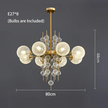 Modern gold pendant light with frosted glass ball led spheres and clear crystal accents for kitchen island decorbites glass ball