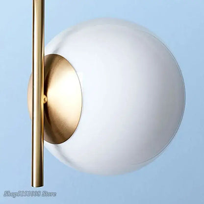 Modern gold glass ball led pendant light with sleek gold metal rod and frosted white glass globe for living room decorbites glass ball