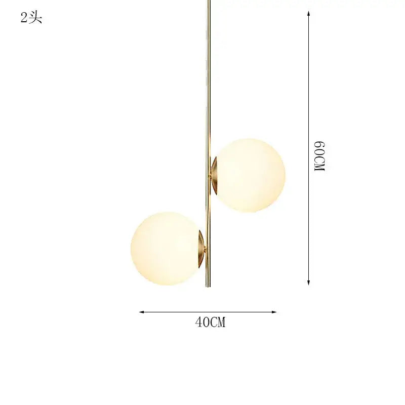 Modern gold glass ball led pendant light with two frosted glass spheres for living room decorbites pendant light
