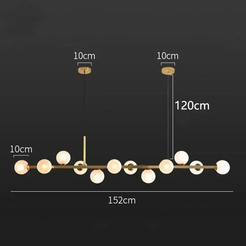 Modern gold glass ball led pendant lights feature a brass-toned linear chandelier with frosted glass ball bulbs decorbites glass ball