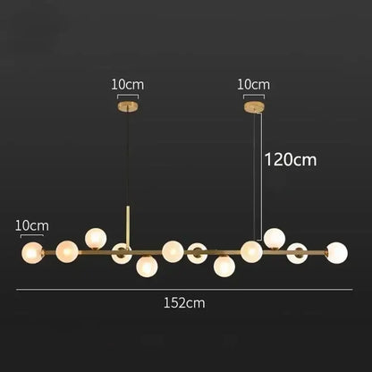 Modern gold glass ball led pendant lights feature a brass-toned linear chandelier with frosted glass ball bulbs decorbites glass ball