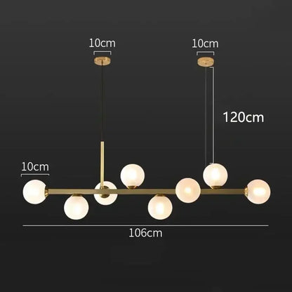 Modern gold glass ball led pendant lights with seven frosted glass globe bulbs for dining and kitchen decorbites chandelier