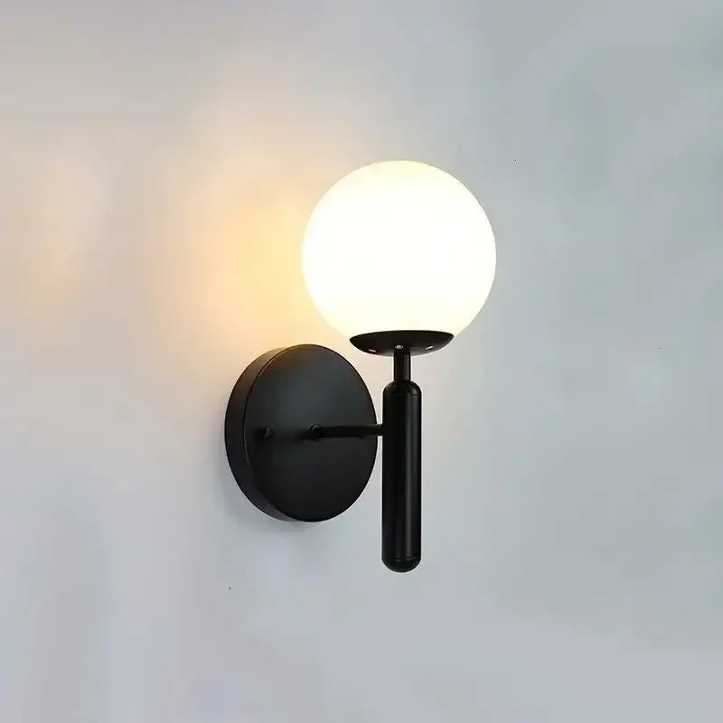Black wall lamp with frosted glass ball led shade from decorbites, ideal for modern bedroom lighting decor