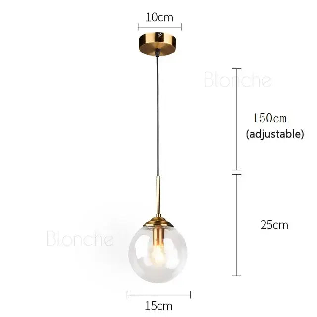 Modern gold glass ball pendant chandelier with clear glass globe and brass finish for dining room decorbites glass ball lighting