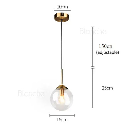 Modern gold glass ball pendant chandelier with clear glass globe and brass finish for dining room decorbites glass ball lighting