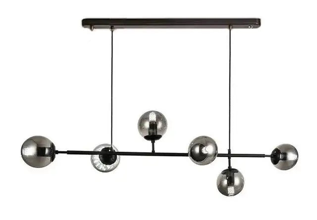 Modern black metal ball pendant chandelier with spherical glass globes in varying sizes for dining room decorbites glass ball lighting