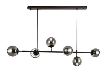 Modern black metal ball pendant chandelier with spherical glass globes in varying sizes for dining room decorbites glass ball lighting