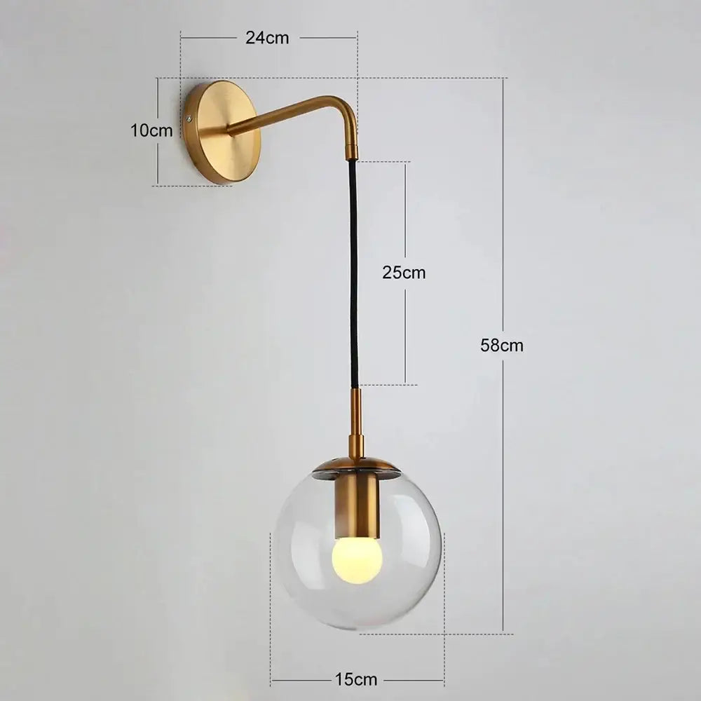 Modern gold glass ball pendant chandelier with clear glass globe and black cord for dining room decorbites glass ball lighting