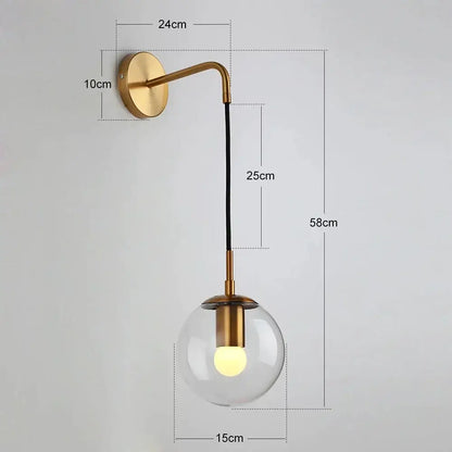 Modern gold glass ball pendant chandelier with clear glass globe and black cord for dining room decorbites glass ball lighting