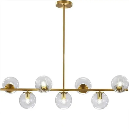 Modern gold glass ball pendant chandelier with five clear glass globe shades for dining room decorbites glass ball light