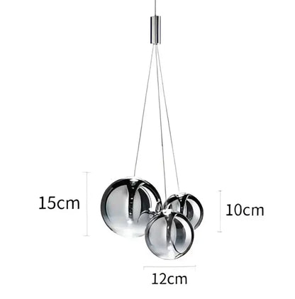 Modern chrome-finished glass ball pendant light with spherical design for dining room pendant chandelier lighting