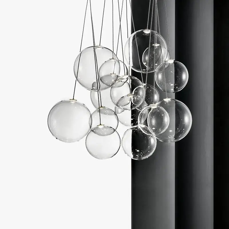 Modern gold glass ball pendant chandelier with clear glass sphere pendant light fixture in minimalist design