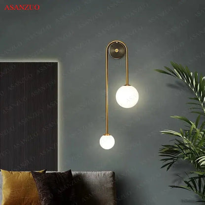 Modern gold glass ball wall lamp with dual frosted glass ball gold shades for bedroom decorbites glass ball sconce