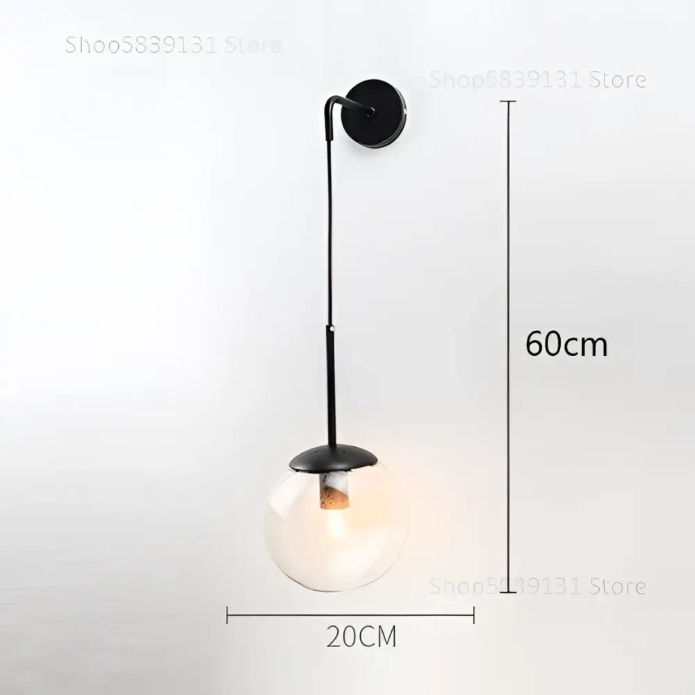 Black metal wall lamp with clear glass ball bulb modern decorbites glass ball bedroom sconce lighting fixture