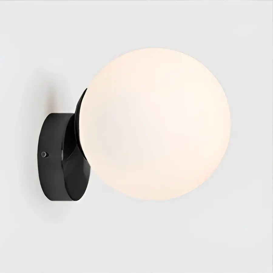 Modern gold decorbites glass ball wall lamp with black spherical sconce and frosted globe for bedroom decor