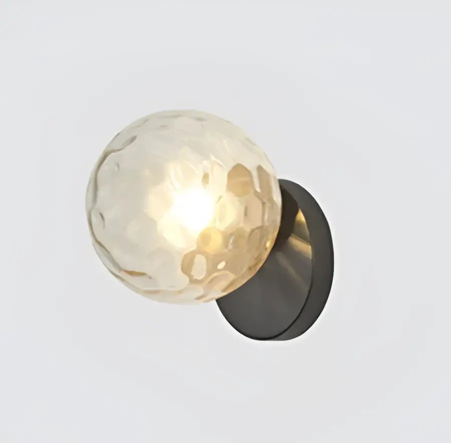 Modern gold glass ball wall lamp with frosted amber glass globe and black metal base for bedroom decorbites glass ball wall lamp