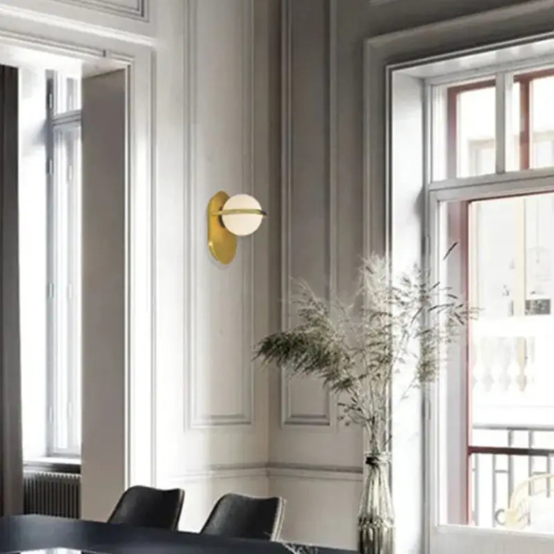 Modern gold glass ball wall light with frosted glass diffuser for bedroom decorbites glass ball sconce lighting