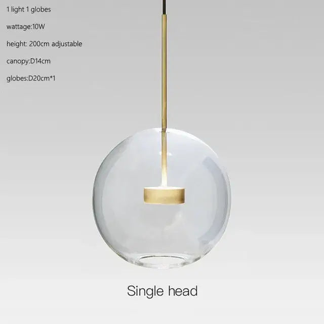 Modern gold glass bubble ball led chandelier with clear glass globe and brass-finished stem for dining room decorbites glass bubble