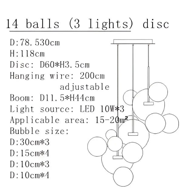 Modern gold glass bubble led chandelier with adjustable spherical glass bubbles for dining room decorbites glass bubble lighting