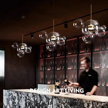 Modern gold glass bubble led chandelier features glass bubble pendant lights with gold-toned fixtures for dining room decorbites glass bubble