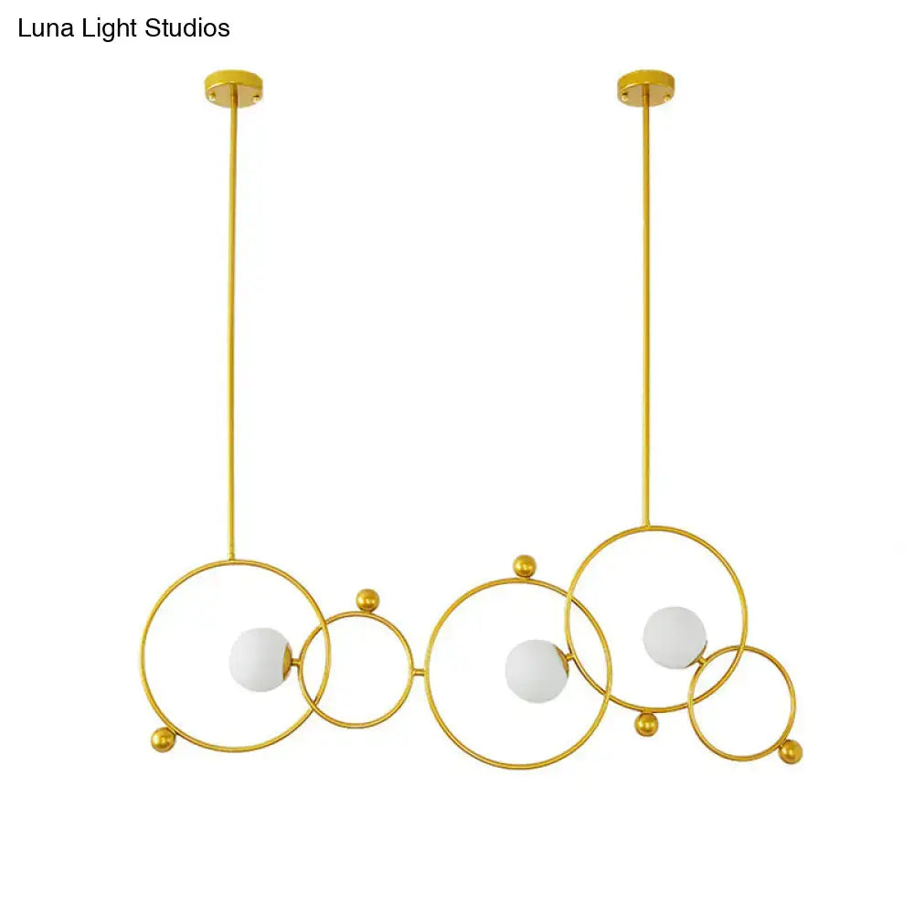 Decorbites contemporary 3-light gold glass ring island pendant with adjustable rods and frosted globe bulbs 220v-240v