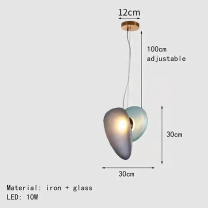 Modern gold and gray glass indoor pendant lights with two heart-shaped glass shades for dining room decorbites glass indoor