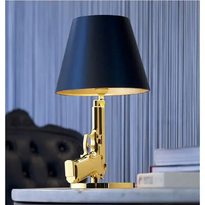 Modern gold gun floor lamp with black conical shade decorbites gun floor lamp for stylish living room decor