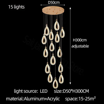Modern gold heart led chandelier with 15 led lights crafted from aluminum and acrylic for elegant decorbites heart lighting