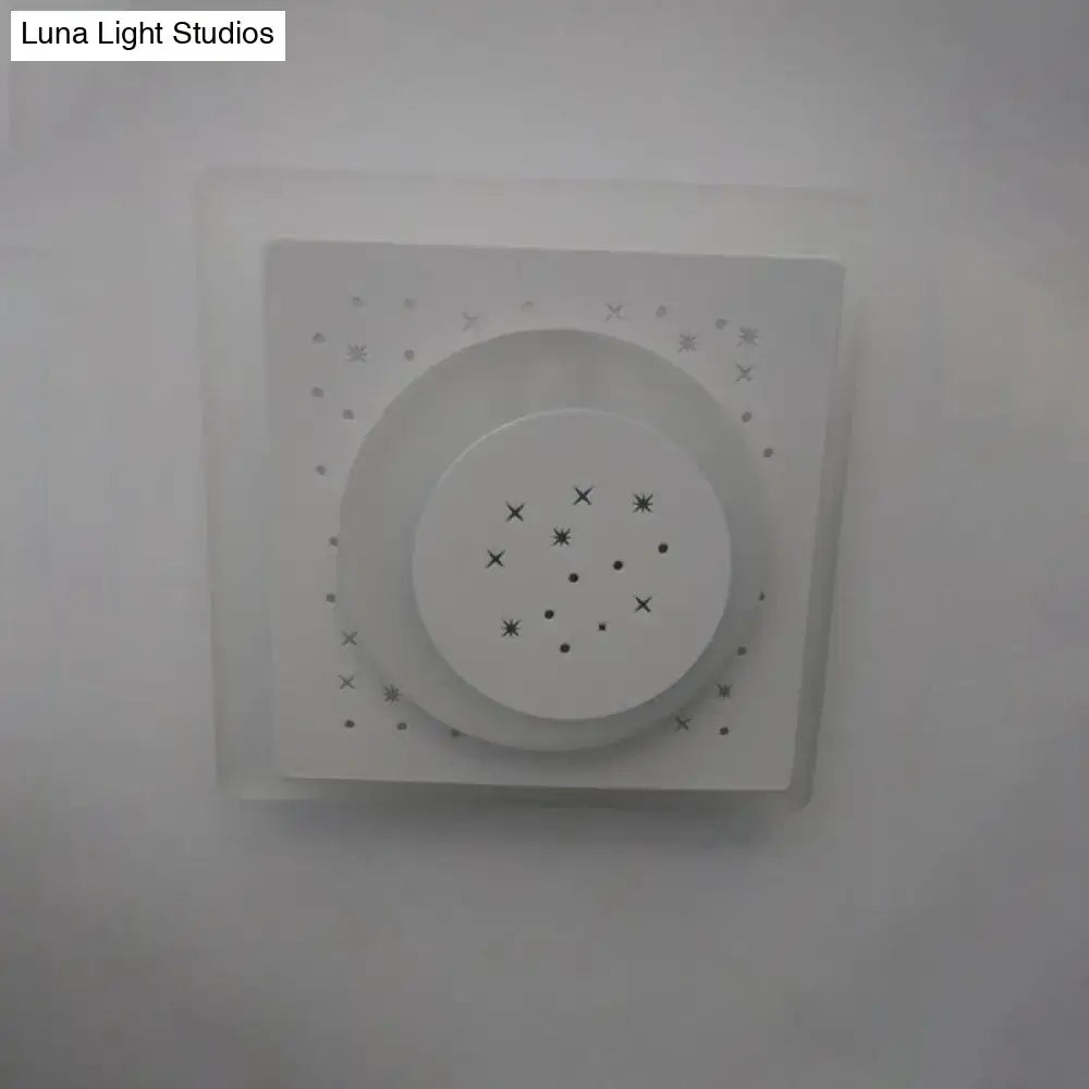 Modern gold heart pendant wall light with white square ceiling fixture featuring circular center and perforated outer ring starry black rhombus star