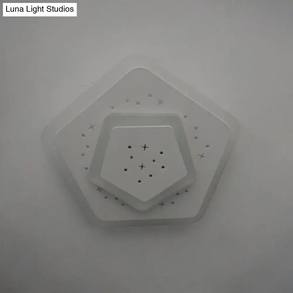 Modern gold heart pendant wall light with white hexagonal layered design and star-shaped triangle rhombus cutouts