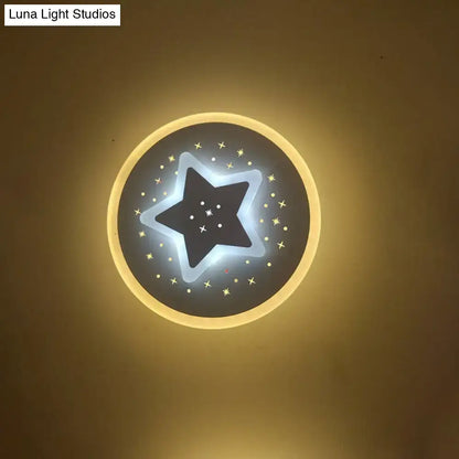 Modern gold heart pendant wall light with glowing star design and ambient warm illumination for bedroom decor using star motif