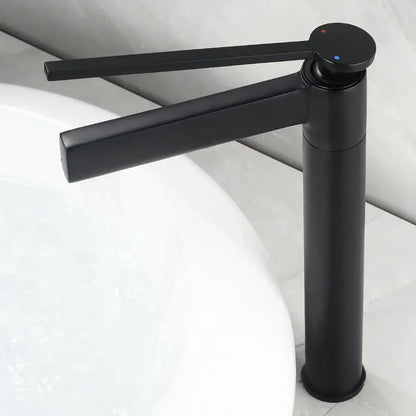 Modern black matte basin faucet with dual lever handles for decorbites brass deck mounted bathroom use