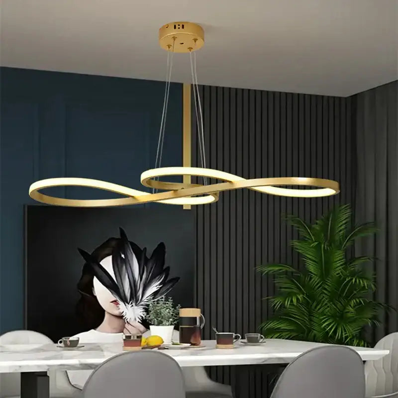 Modern gold infinity-shaped led pendant lights with sleek design for elegant dining room decorbites elegant pendant