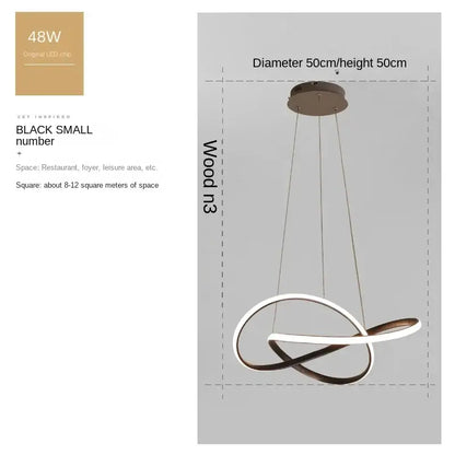 Modern black and white led pendant light with sleek intertwined circular design ideal for dining room cord pendant