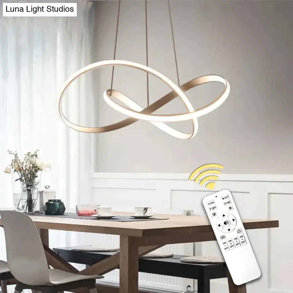 Modern gold infinity pendant light in brushed metal with integrated led lighting for living room lamp moedern led