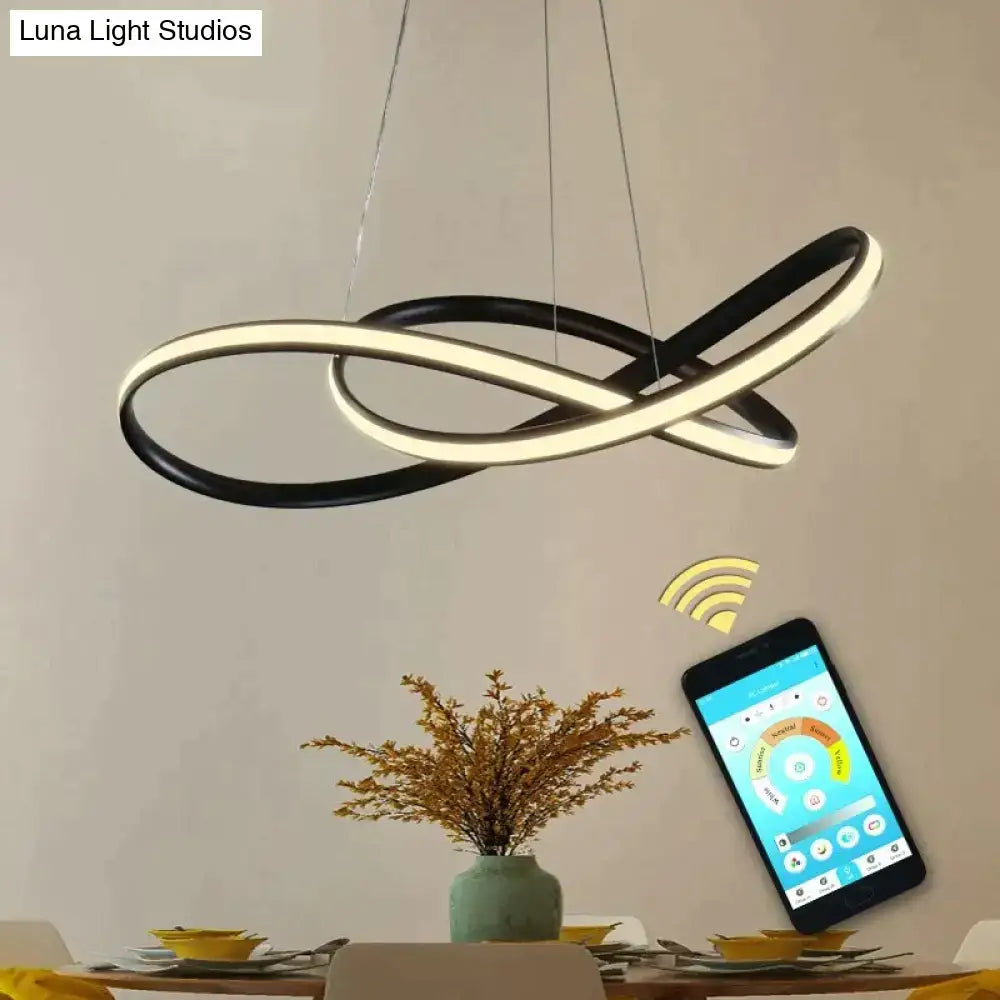Modern black and white infinity pendant light with led and smart app control, ideal hanging lamp moedern for living room