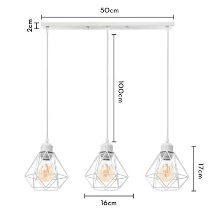 Modern gold iron frame pendant chandelier with black metal geometric diamond cage design for decorbites iron frame pendant