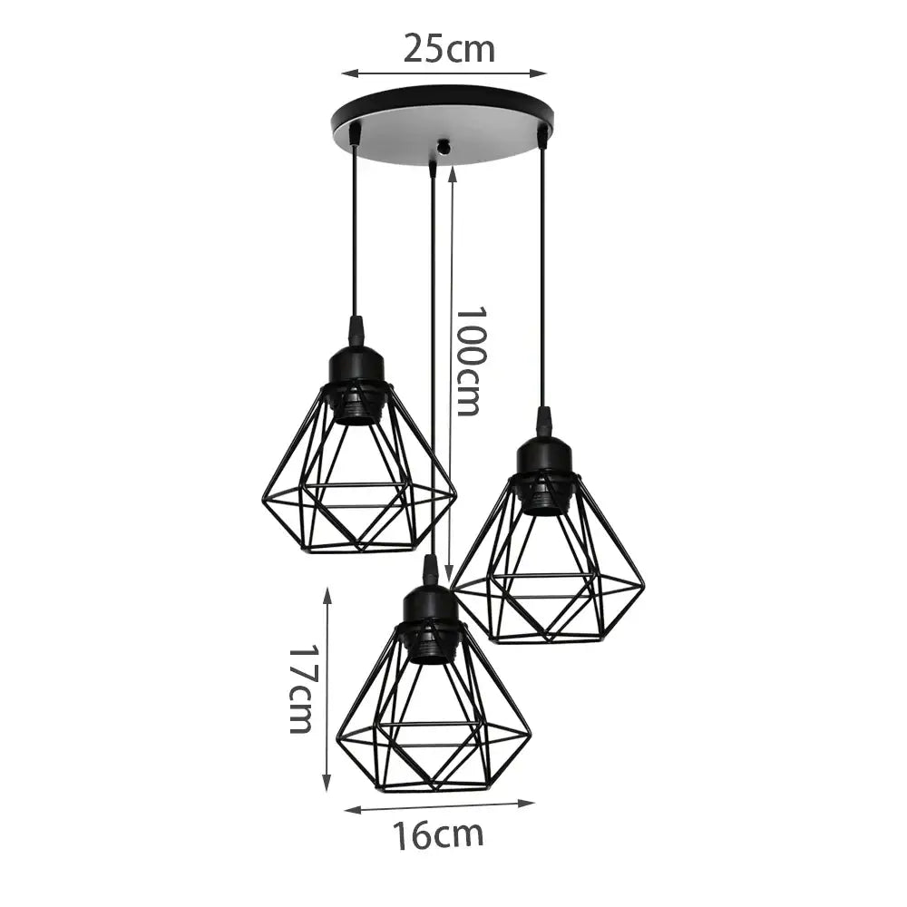 Modern gold iron frame pendant chandelier with black metal geometric diamond shades for decorbites iron frame pendant decor