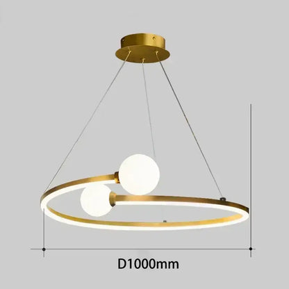 Modern gold iron led chandelier light with circular pendant and frosted glass globes for living room decorbites iron led