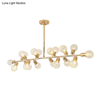 Decorbites modern gold lattice glass island pendant ceiling light with 18 frosted glass globe bulbs for 220v-240v use