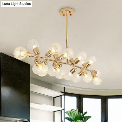 Gold-toned decorbites modern gold lattice glass island pendant with 18 clear globe bulbs for 220v-240v and 110v-120v use