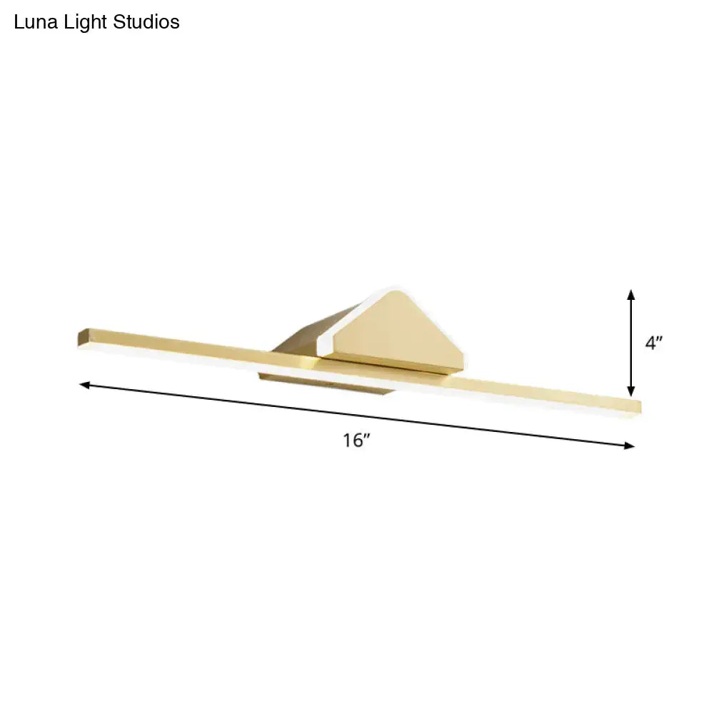 Modern gold-toned wall light with sleek minimalist design and bulb included for bedroom vanity use