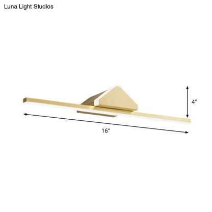Modern gold-toned wall light with sleek minimalist design and bulb included for bedroom vanity use