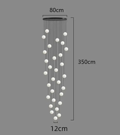 Modern gold led ceiling lamp chandelier with 350cm height and white spherical lights for dining room decorbites led ceiling