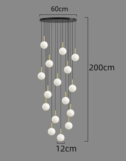 Modern gold led ceiling lamp chandelier with 18 white glass globes on black circular frame for dining room decorbites led ceiling
