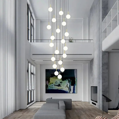 Modern gold led ceiling lamp chandelier with spherical white bulbs and slender rods for dining room decorbites led ceiling