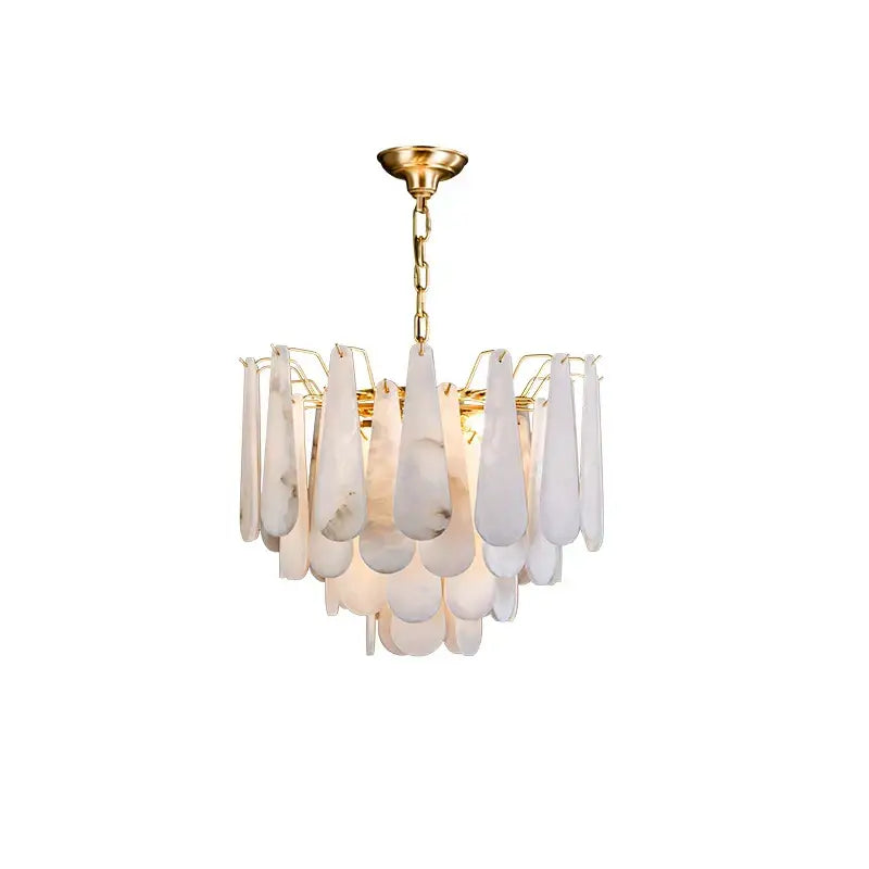 Modern gold led dimmable chandelier with white marble teardrop shades from the dimmable marble collection for dining room