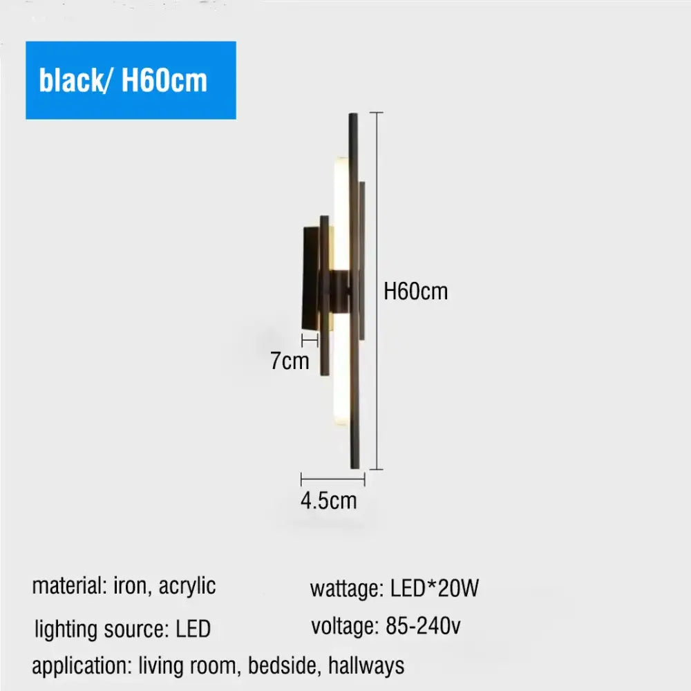 Black modern wall sconce with sleek layered iron and acrylic design for decorbites led long liner wall lighting