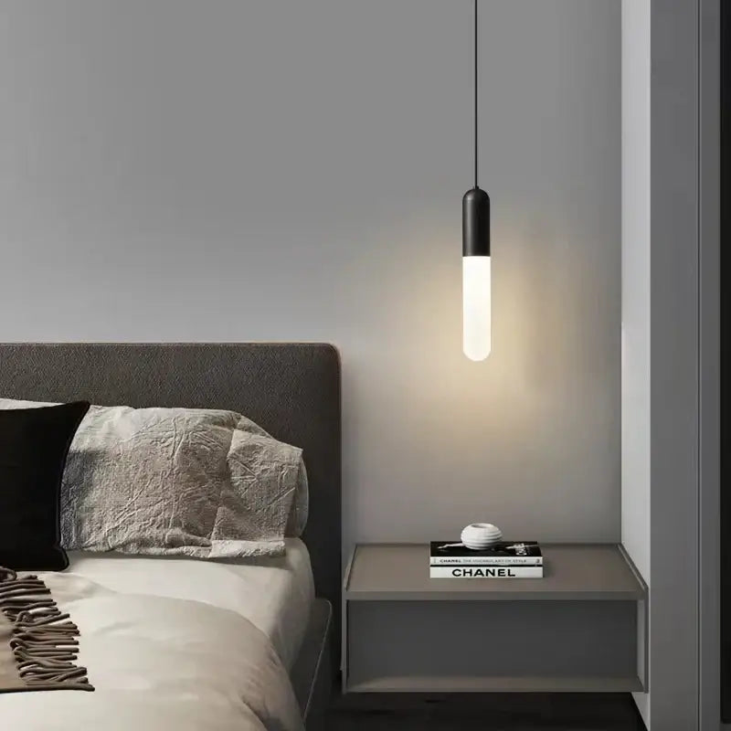 Black cylindrical pendant lamp with frosted glass diffuser in decorbites gold led pendant for bedroom and kitchen lighting